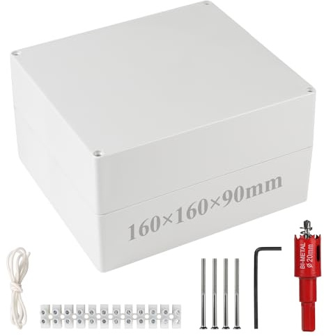 CPROSP IP66 vattentät låda 160 x 160 x 90 mm, med 10 kabelingångar | Elektrisk utomhus dammlåda med 20 mm hålöppnare