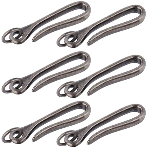 CRASPIRE 6 portachiavi in argento con gancio a forma di U, portachiavi tibetani giapponesi, anello di salto in lega solida fibbia antica clip da cintura porta tasca per donne uomini portafoglio badge