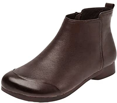 2026 Botines Mujer Botas de Moda Tacones Chunky Cremallera Alta Transpirable Corto Retro Zapatos para Mujer Botas de Mujer, marrón, 37 EU