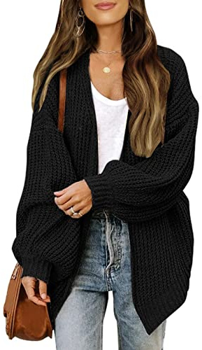 Jabidoos Cardigan Lungo Donna Invernale - Giacca Autunnale Donna Lana Maglioni e Cardigan Nero Oversize Golfino Autunno Inverno Giacca Leggero Elegante Cappotto in Maglia Maniche Lunghe Curvy