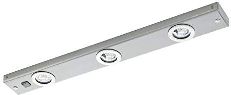 Eglo Kob LED Lampada sottopensile da cucina a 3 luci in metallo argentato, lampada da cucina con interruttore a bilanciere, lampada da cucina a LED bianco caldo