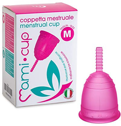 MAMICUP - Coppetta Mestruale Morbida in Silicone Medicale 100% Made in Italy, Totalmente Anallergica Priva di Lattice e Additivi, Coppette Mestruali per Ciclo - Taglia M - Rosa