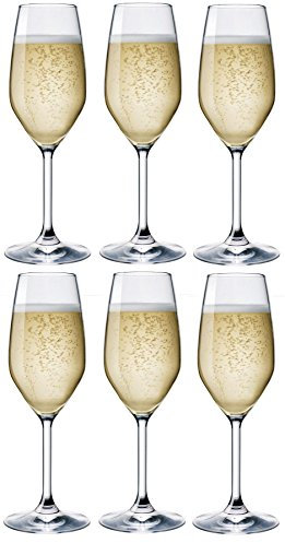 BORMIOLI ROCCO DIVINO - Set de 6 coupes à champagne en Cristal Star, set de 6 verres élégants, Lavable au lave-vaisselle, Made in Italy, Capacité 240 ml, Dimensions 21,3 x 6,6 cm - Transparent