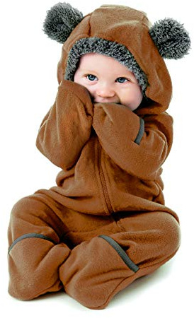Funzies Veste légère en Laine Polaire - vêtement d'extérieur Pyjama pour bébé Ours Brun 3-6 Mois