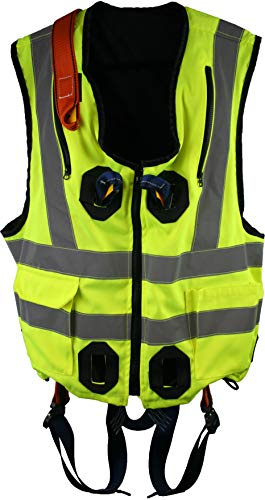 G-Force Elasticated Yellow High Visibility Full Body Height Safety Fall Arrest Harness Jacket with Quick Release Buckles (XXL)