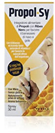Syrio Integratori Alimentari, Propol-sy Spray Integratore alimentare a base di Propoli, con Ribes Nero e Acerola per le Difese dell'Organismo e il Benessere della Gola, con Miele, flacone spray 30ml