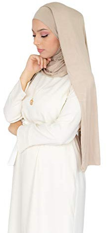 Lamis Hijab – Hijab zum Einfädeln, komplett Jersey Gr. 42 HE300 (taupe)