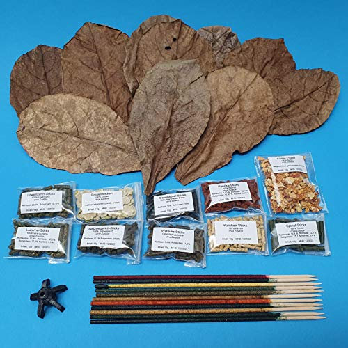 Futter-Set für Garnelen und Krebse / 10 Shrimp Lollies mit Halter + 10x10g Sticks + 10 Seemandelbaumblätter