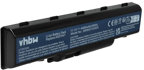 vhbw batteria sostituisce Acer AS07A71, AS07A52, AS07A51, AS07A42, AS07A41, AS07A32, AS07A31 per notebook (4400mAh, 11,1V, Li-Ion)