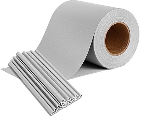 YRHome 35m x 19cm PVC Sichtschutzfolie Sichtschutzstreifen Doppelstabmatten Zaun Sichtschutz Zaunfolie Doppelstabmattenzaun mit 20 Befestigungsclips 450g/m² Stabmattenzaun Windschutz Grau