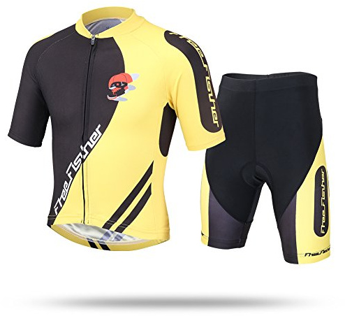 Amur Leopard Maillot de Ciclismo Niños Niñas Conjunto Traje Ciclismo Camiseta de Manga Corta + Pantalones Cortos de Secado Rápido
