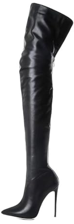ticticlily Chaussures Botte Genou Femme Boots Longue Talon Haut Aiguille Bout Pointu Vernis Zip Chaud Winter Bootie Thigh High Sexy Bottes Cuissardes Femme Bottines Femmes Automne A Noir 39 EU
