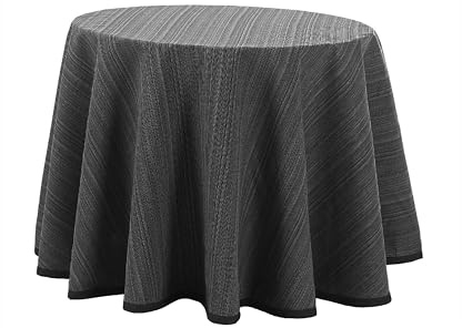 Donegal Collections Falda Mesa Camilla Redonda 70 cm Riby Gris - Tejido Primavera Verano - Faldillas Mesa Camilla con Altura para Mesa 75 cm - 50% Algodón 50% Poliester Fabricado en España