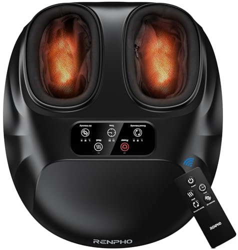 RENPHO Foot Massager with Heat, Electric Shiatsu Kneading Foot Massager with Wireless Control, Relieve Plantar Fasciitis and Tired Muscles, Christmas Gifts for Women Man, Fits Men Size Up to 14