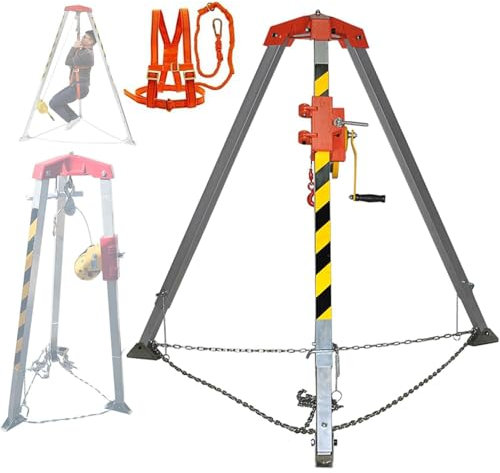 Generico Kit treppiede per spazi confinati, Kit treppiede per Salvataggio in spazi confinati, Protezione anticaduta, treppiede per Salvataggio fognario con Dispositivo anticaduta, treppiede per Salva
