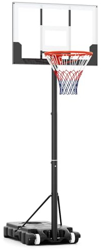 LIFEZEAL Barnens basketkorg utomhus, basketstativ med justerbar höjd från 100 cm till 212 cm, bärbar korgställning på rullstativ