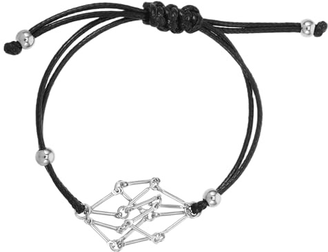 Bracciale Gabbia in Metallo e Pelle Artificiale Regolabile per Cristalli | Intreccio Fine, Design Delicato ed Elegante, Portagioielli per Pietre, Vestibilità Versatile, Stile Unico