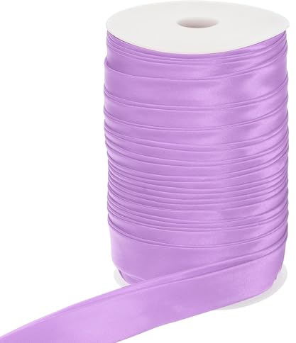 PATIKIL Cinta De Sesgo Doble Plegada, 1 Pulgada X 55 Yardas Cinta De Sesgo Continua De Tela Satén Para Costura Acabado Ribeteado Bies Artesanías De Ropa, Lila Claro
