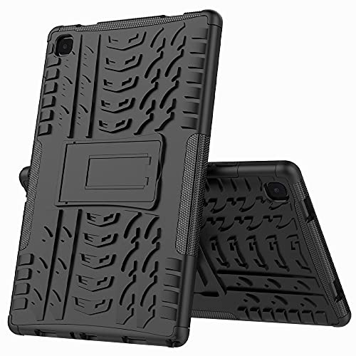 Tablettskydd Tablet Cover For Samsung Galaxy Tab A7 10.4 T500 / T507 T505 Däcktextur Shocksäker TPU + PC Skyddsväska med vikningshandtag(Siyah)