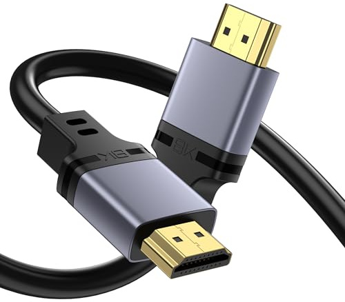 HDMI Cable 1M Certified, HDMI 2.1 Cable Ultra HD High Speed 48Gbps, 8K@60Hz 4K@120Hz HDMI Lead eARC HDR10 HDCP 2.2/2.3, Compatible for PS5/4 for X-box/HDTV