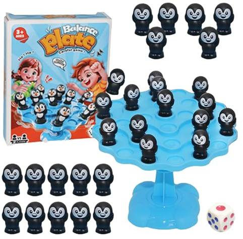 Balance Board Game - Penguin Balance Plate Toy, Educational Stacking Tower Game, Interactive Desktop Play for Kids | Preschool Learning Toy for Family Travel Camping Birthday Party Home Fun