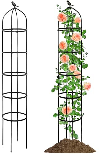 Rankobelisk Metall 205 cm hög med 38 cm diameter töjning – väderbeständigt trädgårdsspaljé för rosor och blommor, trädgård obelisk, fristående växtstöd för klätterväxter, rankpelare