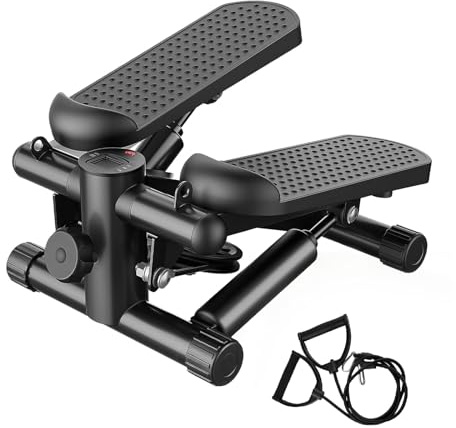 Aidoly Stair Stepper with Resistance Bands for Home Exercise, Mini Stepper Machine for Indoor Fitness, Portable Home Gym Stepper for Full Body Workout, 300LBS Capacity,Black