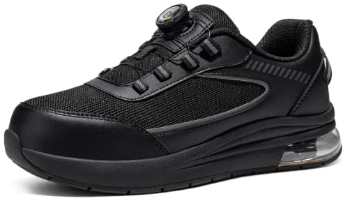 LARNMERN Men's Safety Trainers Steel Toe Cap Trainers Work Shoes Black 10