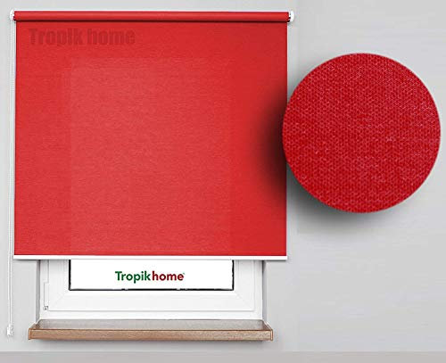 KS Handel 24 FENSTERROLLO 65 cm BREITE 175 cm LANG ROT VERDUNKLUNG 50% SICHTSCHUTZROLLO INKL. SEILZUG Fenster Rollo KLEMMROLLO 65x175