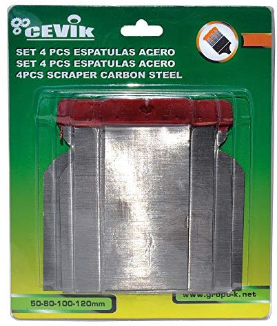CEVIK CE-2238 Set 4 Espátulas Acero para Masilla y Pintura Carrocería Profesional - Alta Durabilidad - Precisión en Acabados - Uso Intensivo