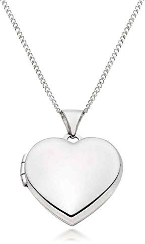 Alexander Castle 925 Sterling Silver Locket Necklace for Girls Children - 16mm x 16mm Small Heart Locket with 18 Silver Chain & Jewellery Gift Box