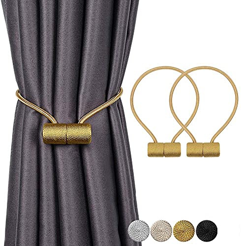 Sorfia 2pcs Magnetic Curtain Tiebacks, Strong Magnetic Window Curtain Tiebacks Decorative Rope Holdbacks Drapery Curtain Tie Backs for Window Draperies Hold Curtains Drape Ties Backs