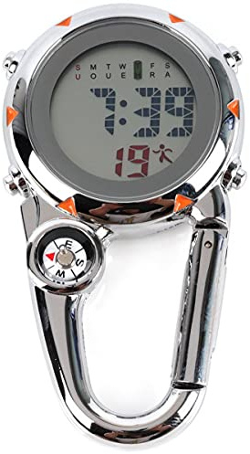 Carabiner Watch, Multifunctional Luminous Clip on Carabiner Watch Mini Quartz Watch Compass, Clip On Luminous Multifunctional Carabiner Watch for Outdoor Climbing Activities (Orange)