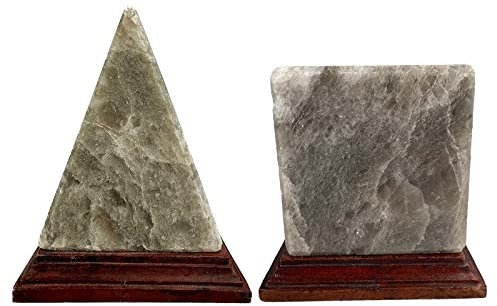 SudoreWell® Salzkristall Lampen Set GREY mit Salzkristall Lampe Salzlampe Pyramide + Cube aus der Salt Range Pakistan by Salzarena