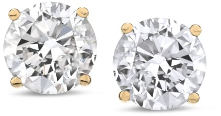 The Diamond Channel CERTIFIED 1 to 12 Carat LAB GROWN Solitaire Diamond Stud Earrings Round Cut 4 Prong Screw Back (F-G Color, VS1-VS2 Eye Clean Clarity)