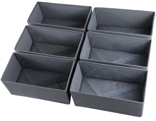 Lucoridy Pack of 6 Wardrobe Drawers Organiser System Foldable Fabric Storage Box 6PCS Drawer Cabinet Underwear Socks Organiser