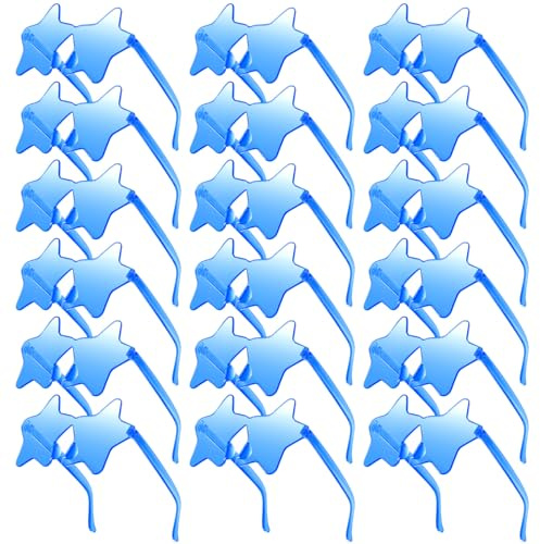 Morcheiong 10/20/30/40 Pcs Lunettes de soleil étoiles colorées sans monture, lunettes de soleil tendance pour fête de mariage à la piscine, verres pentagrammes (20, blue)