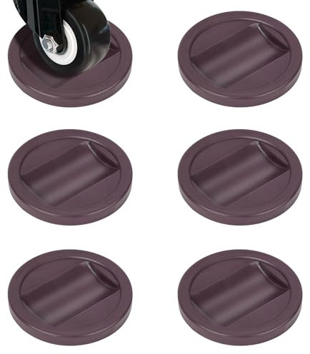 OSDUE Furniture Caster Cups, 6 Pcs Anti-Sliding Bed Wheel Stoppers, Rubber Grip, Rubber Material, Round Shape, Coffee Colour