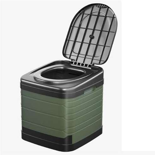 Bärbar campingtoalett, hopfällbar bärbar toalett, biltoalett för vuxna och barn, för utflykter, picknick, camping, fiske, vandring, byggarbetsplatser,Green,B