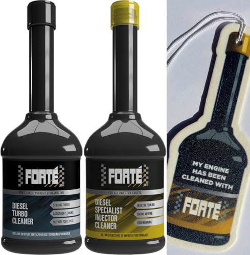 Forte Engine Treatment Twin Pack, Turbo + Diesel Injector Cleaner, 400ml Each, with Air Freshener -reduces soot emissions and cleans Turbos and EGR valve -improves performance