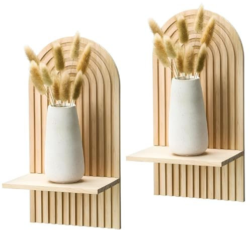 Pyuyan 2 Pièces Etagère Murale Boho Décoration, Boho Wall Shelf Décoration, Étagère Murale Boho Arc-en-Ciel, pour Pots de Fleurs, Livres, Bougies, Salon, Chambre à Coucher