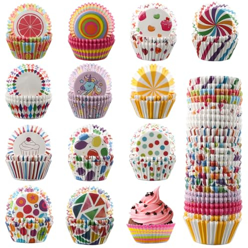XIMEY Pirottini per Muffin Carta, Pirottini Muffin, Cupcake 600 Pezzi, Cupcake Liners per Cottura, Dolci, Feste, Natale e Compleanni, Dimensioni Standard (Geometrico)