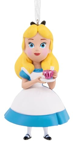 Hallmark Alice in Wonderland Keepsake Hanging Ornament, Disney Tree Decoration, Blue, White