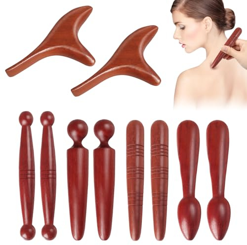 10 Pièces Bâton En Bois Réflexologie, Baton De Massage, Ensembles D'outils De Massage, Bâtons De Massage En Bois Pour Massage Professionnel Des Jambes,Des Épaules,Du Dos Et L'acupuncture