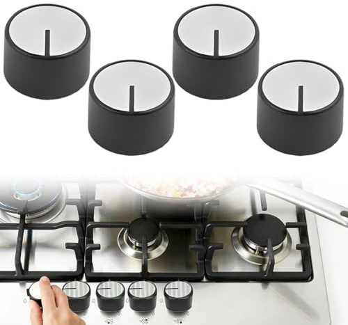 LQUYTA 4 Pezzi Manopole Piano Cottura, 6mm Gas Stufe Controllo Manopole Pomelli in Metallo, Manopole Gas per Fornello a Gas e Forno Manopole per Cucina e Piano Cottura