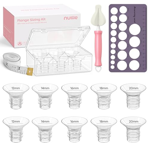 Nuliie Kit di dimensionamento flangia 5 in 1 12/14/16/18/20 mm per flangia/scudo da 24 mm della maggior parte delle pompe, 10 inserti in silicone per aumentare l'efficienza e il comfort di pompaggio