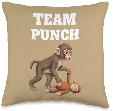 Team Punch Monkey Jungle Animal Funny Monkey Throw Pillow