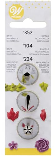 Lot de Douilles Pétale, Fleur et Feuillage, Taille Standard, 3 pièces, Argenté