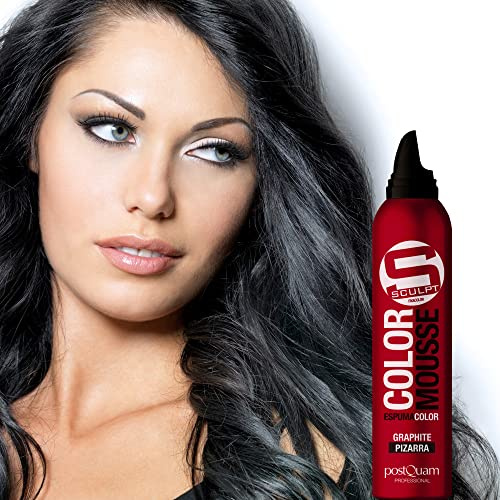 PostQuam - Espuma Color Pizarra para Cabello Gris o Teñido - Reaviva el Color, Fija y Acondiciona Sin Amoniaco - Con Aceite de Ricino Hidratante - 300 ml - Vegana