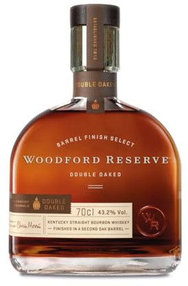 Woodford Reserve Double Oaked - Bourbon Whiskey - Ein hochwertiges Geschenk - Vollmundig würziger, süßer Geschmack nach dunkler Schokolade & Karamell - 0.7L/43,2% Vol.